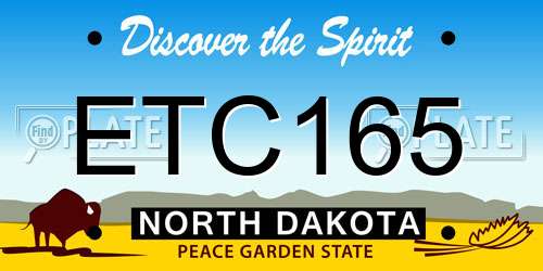 ETC165 North Dakota License Plate