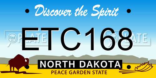 ETC168 North Dakota License Plate