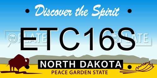 ETC16S North Dakota License Plate