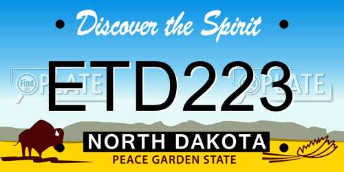 ETD223 North Dakota License Plate