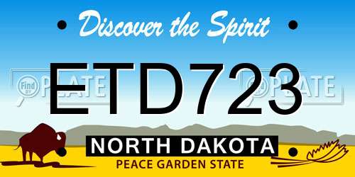 ETD723 North Dakota License Plate