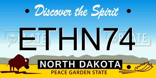 ETHN74 North Dakota License Plate