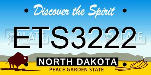 ETS3222 North Dakota License Plate