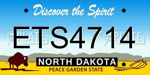 ETS4714 North Dakota License Plate