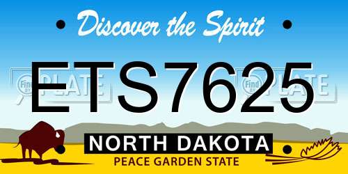 ETS7625 North Dakota License Plate