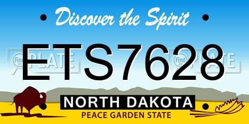ETS7628 North Dakota License Plate
