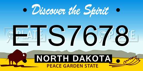 ETS7678 North Dakota License Plate