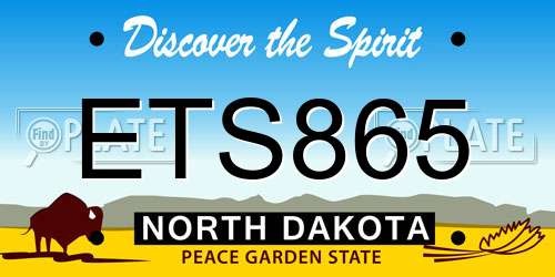 ETS865 North Dakota License Plate