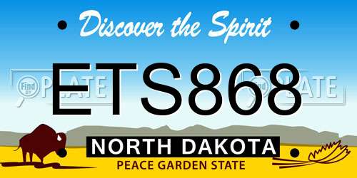 ETS868 North Dakota License Plate
