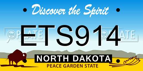 ETS914 North Dakota License Plate
