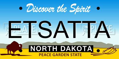 ETSATTA North Dakota License Plate