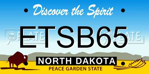 ETSB65 North Dakota License Plate