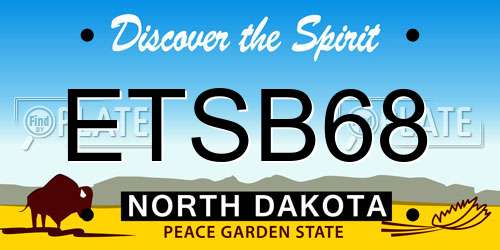 ETSB68 North Dakota License Plate
