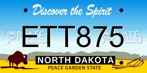 ETT875 North Dakota License Plate