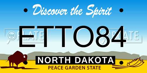 ETTO84 North Dakota License Plate