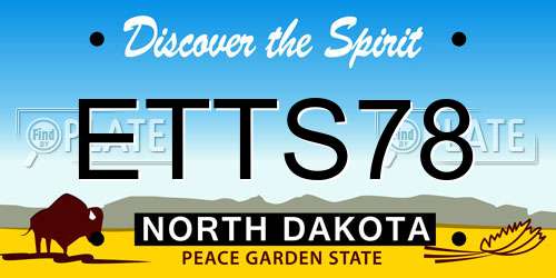 ETTS78 North Dakota License Plate