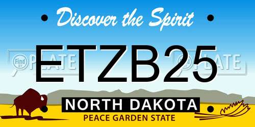 ETZB25 North Dakota License Plate