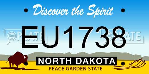 EU1738 North Dakota License Plate