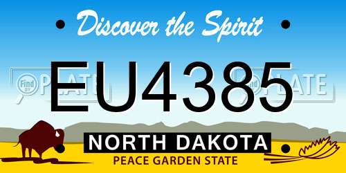 EU4385 North Dakota License Plate