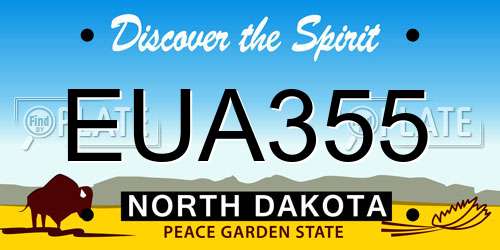 EUA355 North Dakota License Plate
