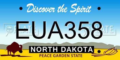 EUA358 North Dakota License Plate