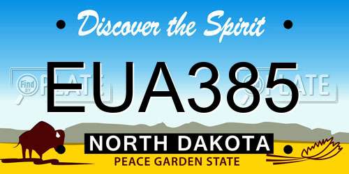 EUA385 North Dakota License Plate