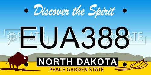 EUA388 North Dakota License Plate