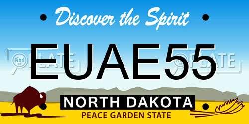 EUAE55 North Dakota License Plate