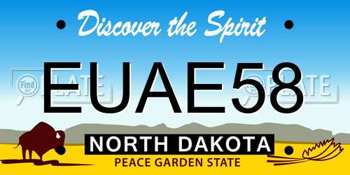 EUAE58 North Dakota License Plate