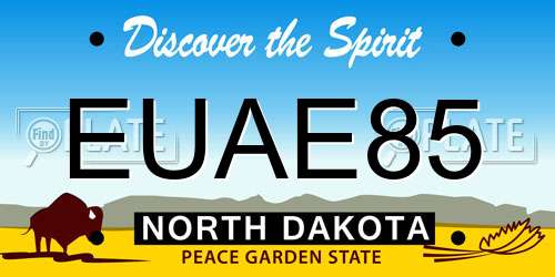 EUAE85 North Dakota License Plate