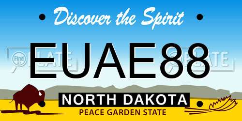 EUAE88 North Dakota License Plate