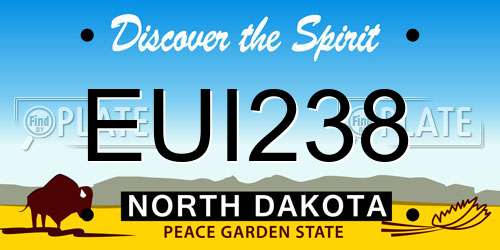 EUI238 North Dakota License Plate