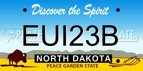 EUI23B North Dakota License Plate