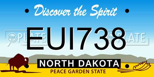 EUI738 North Dakota License Plate