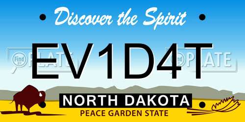 EV1D4T North Dakota License Plate