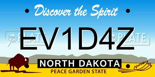 EV1D4Z North Dakota License Plate