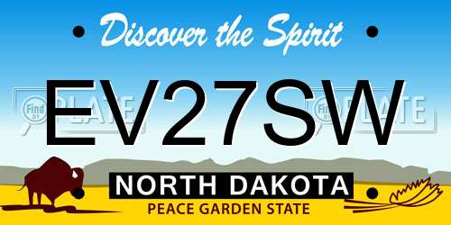 EV27SW North Dakota License Plate