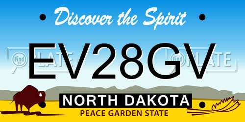 EV28GV North Dakota License Plate