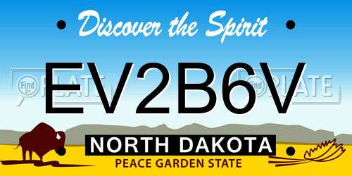 EV2B6V North Dakota License Plate