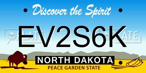 EV2S6K North Dakota License Plate
