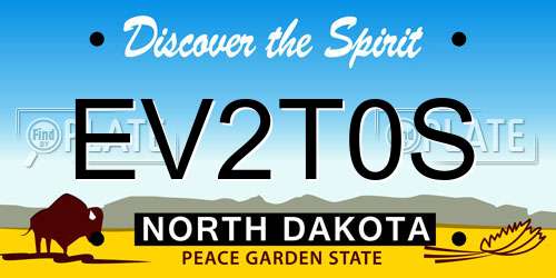 EV2T0S North Dakota License Plate