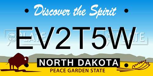EV2T5W North Dakota License Plate