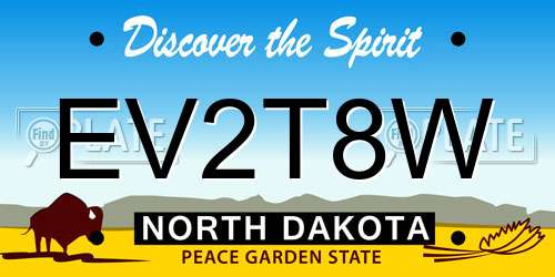 EV2T8W North Dakota License Plate