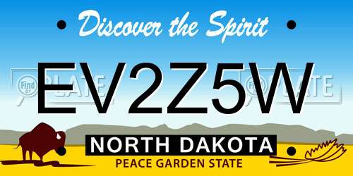 EV2Z5W North Dakota License Plate
