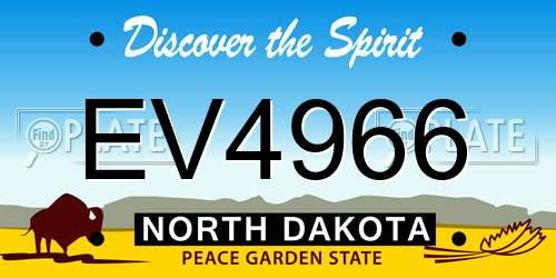EV4966 North Dakota License Plate