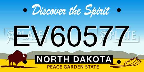 EV60577 North Dakota License Plate