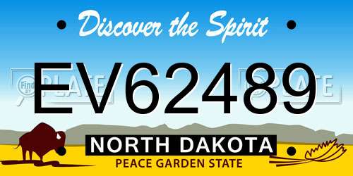 EV62489 North Dakota License Plate