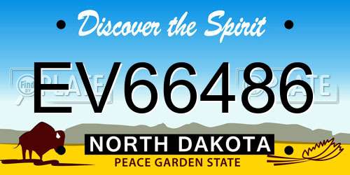 EV66486 North Dakota License Plate