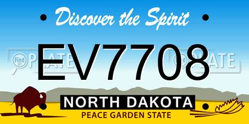 EV7708 North Dakota License Plate