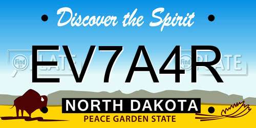 EV7A4R North Dakota License Plate